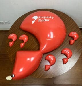 3d printing balloon logo of property finder in dubai by on point 3d