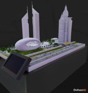 Museum of the future with emirates towers model by on point 3d