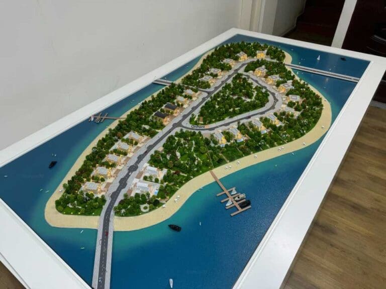 Architectural model of island master plan in dubai by On Point 3D